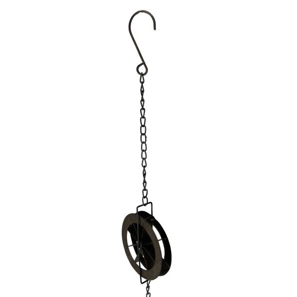 78-Inch Metal Rain Chain - 6 Water Wheels & Weighted Bell, Rustic Brown Finish - Picture 12 of 12